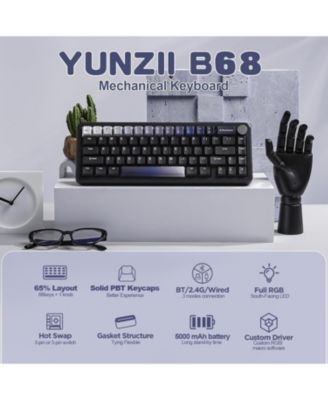 YUNZII B68 Wireless Mechanical Keyboard,Tri-Mode BT5.0/2.4GHz/USB-C Hot Swappable Creamy Typing Gasket Mounted for Win/Mac (Milk V2 Switch)
