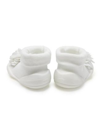 Baby Girl First Walk Sock Shoes Corsage - Snow