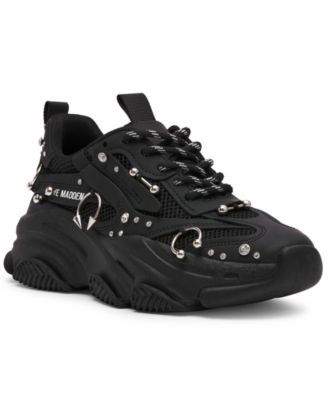 Steve Madden - Women's Possession Piercing-Embellished Lace-Up Sneakers