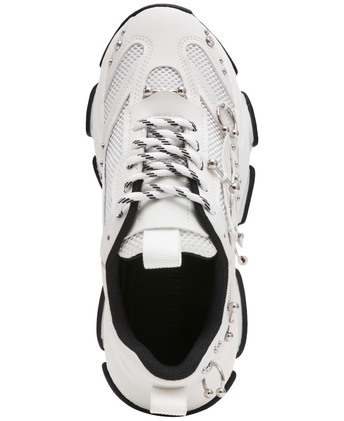 Steve Madden Women's Possession Piercing-embellished Lace-up Sneakers In White