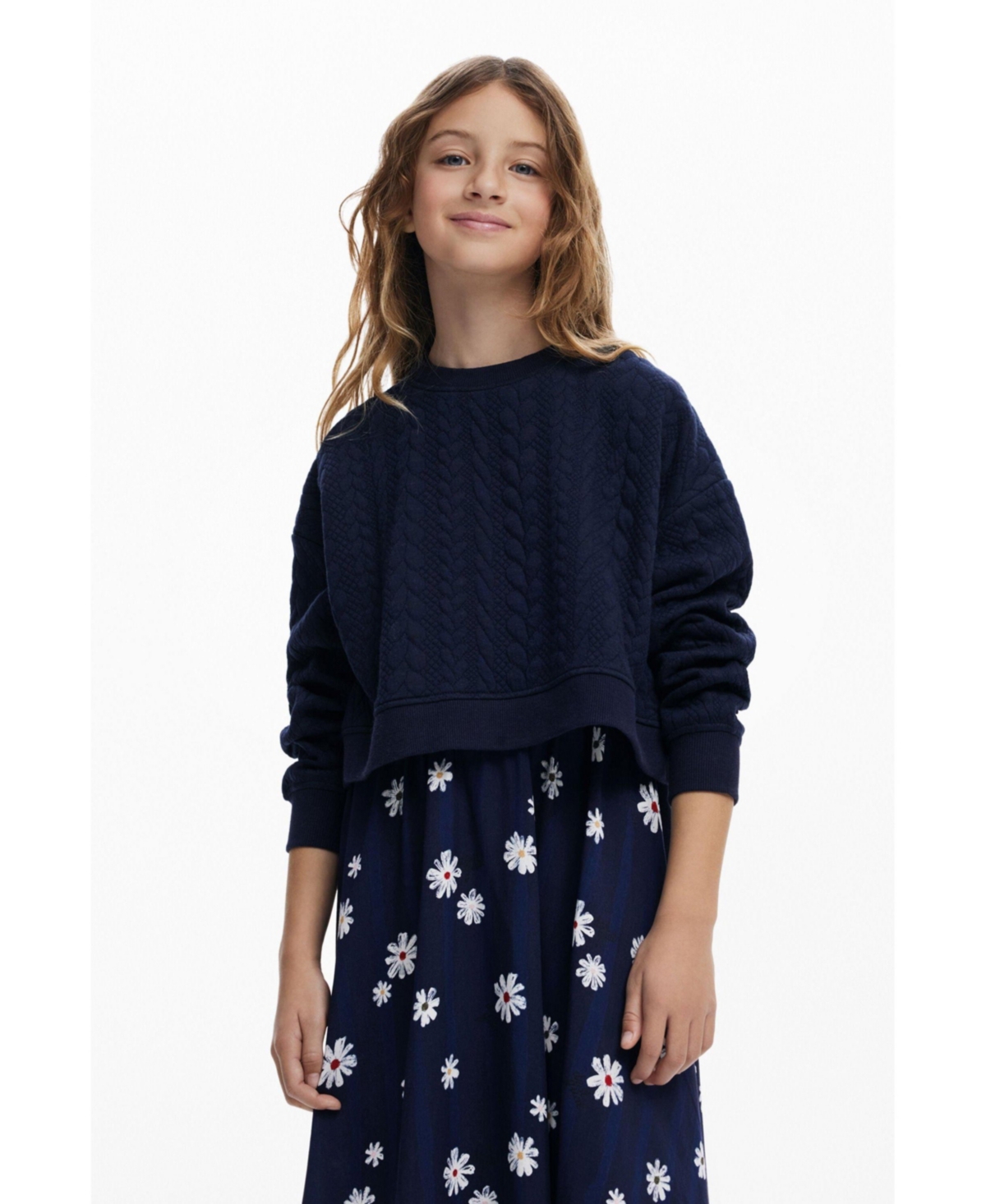 Desigual Girls Girls's 2-in-1 Floral Dress In Blue