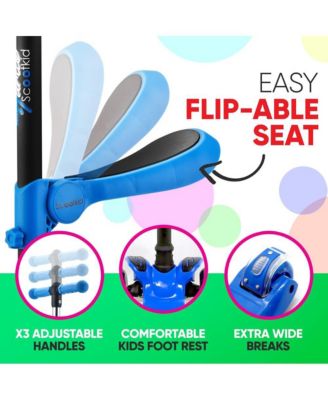 3-Wheeled Scooter for Kids - Wheel LED Lights, Adjustable Lean-to-Steer Handlebar, and Foldable Seat - Sit or Stand Ride