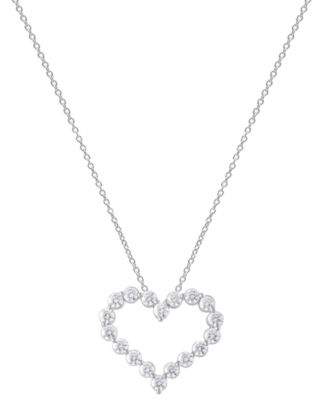 Lab Grown Diamond Open Heart Pendant Necklace (2 ct. t.w.) in 14k White Gold, 16" + 2" extender