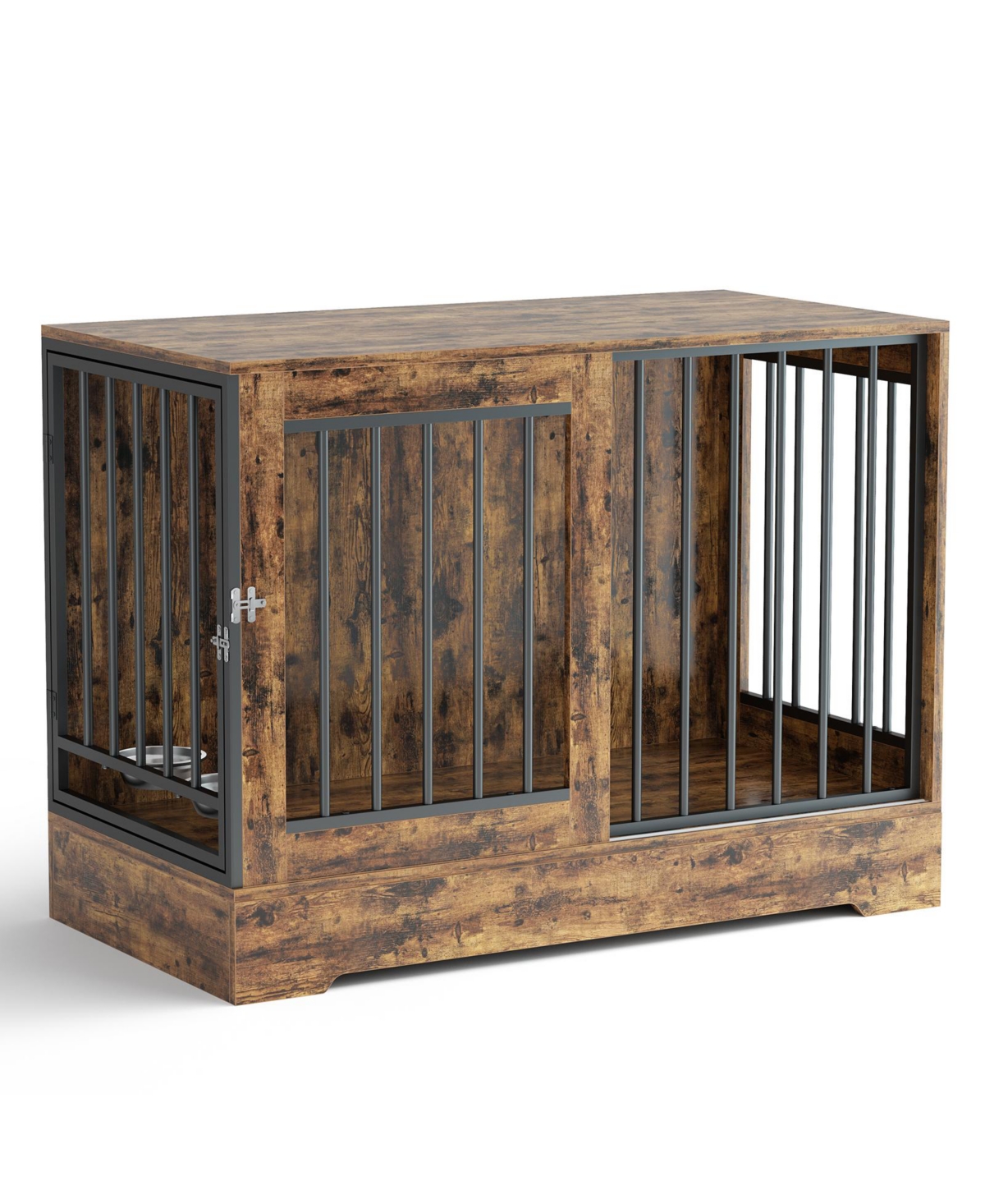 2-in-1 Wooden Dog Crate Furniture for Large Dogs, Heavy-Duty Kennel with Double Doors, Stylish End Table Design - Brown
