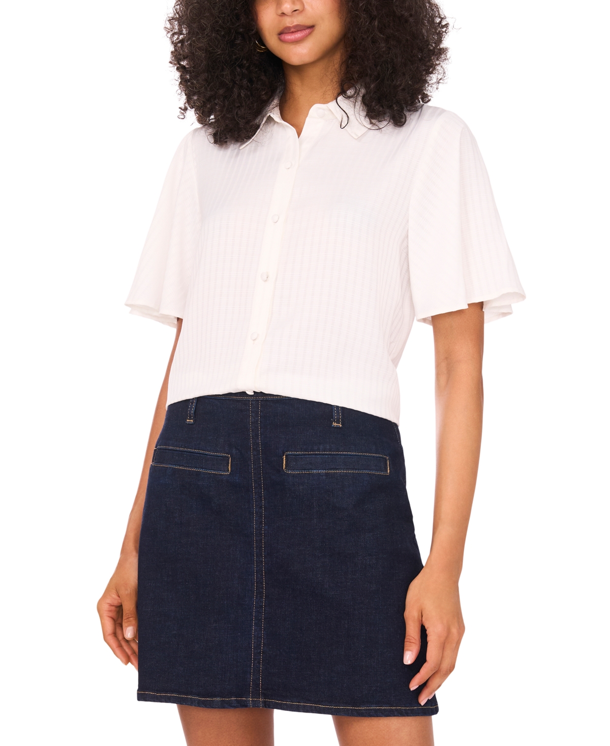 Women's Flutter-Sleeve Blouse - New Ivory