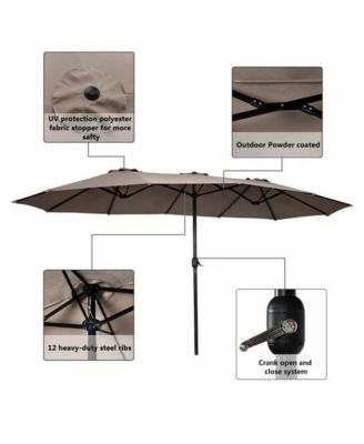 15 Feet Double-Sided Outdoor Patio Umbrella with Crank without Base