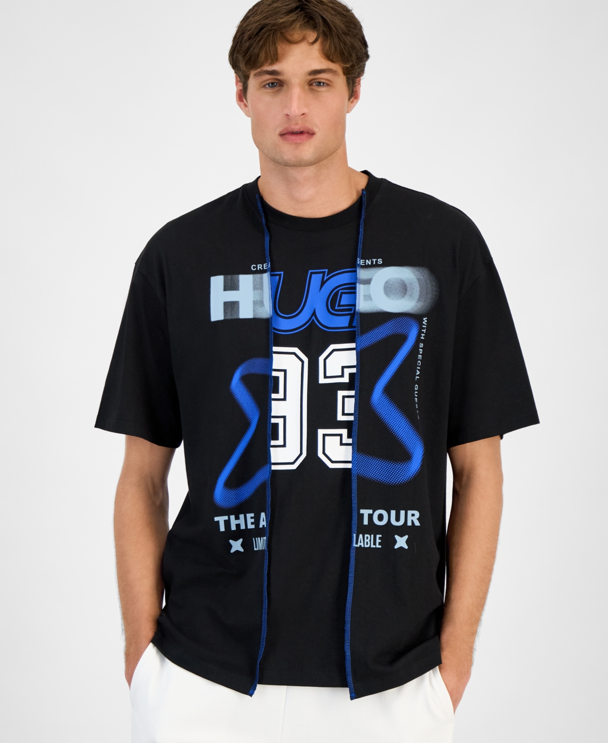 Hugo by Hugo Boss Men's Layered-Look Graphic T-Shirt - Black