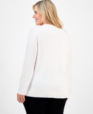 Plus Size Embellished Boatneck Sweater, Macy's Exclusive
