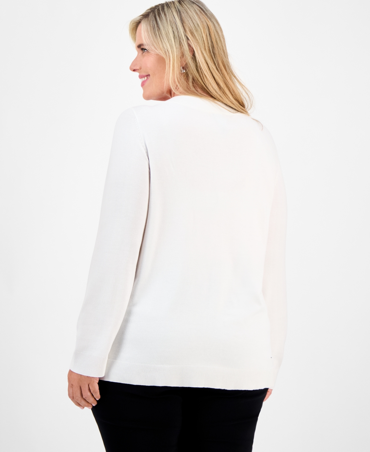 Jm Collection Plus Embellished Boatneck Sweater, Macy's Exclusive
