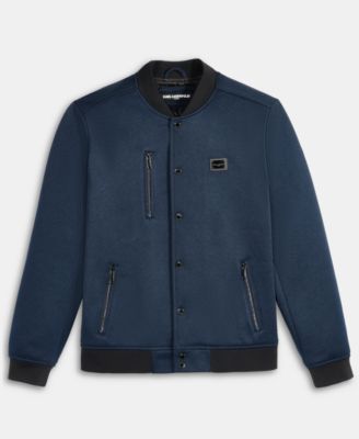 Men's Textured Varsity Zip Bomber Jacket