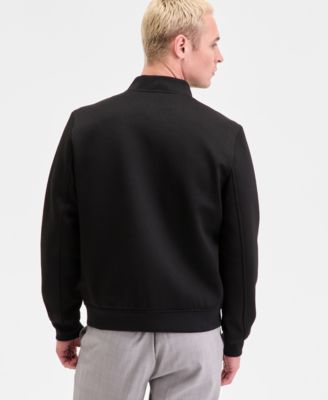 Men's Textured Varsity Zip Bomber Jacket