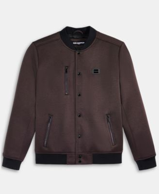 Men's Textured Varsity Zip Bomber Jacket