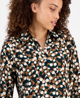 Petite Dot-Print Blouse