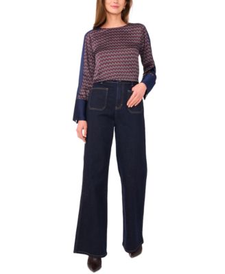 Women's Printed Wide-Cuff Blouse