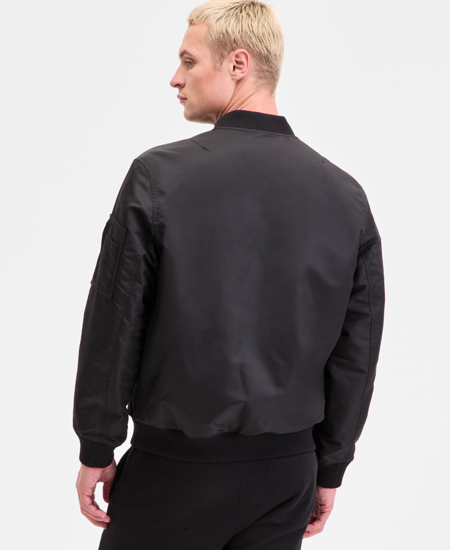 Мужская куртка Hugo Boss Slim-Fit Satin Bomber, цвет: Чёрный — фото 2