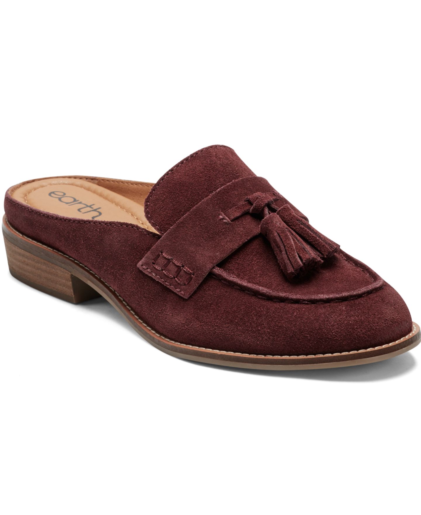 Женские сабо Earth Everett Tassels Slip-On Mule, цвет: Тёмный красный замшевый — фото 1