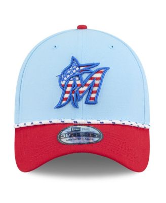 Men's Light Blue/Red Miami Marlins 2025 Fourth of July 39THIRTY Flex Hat