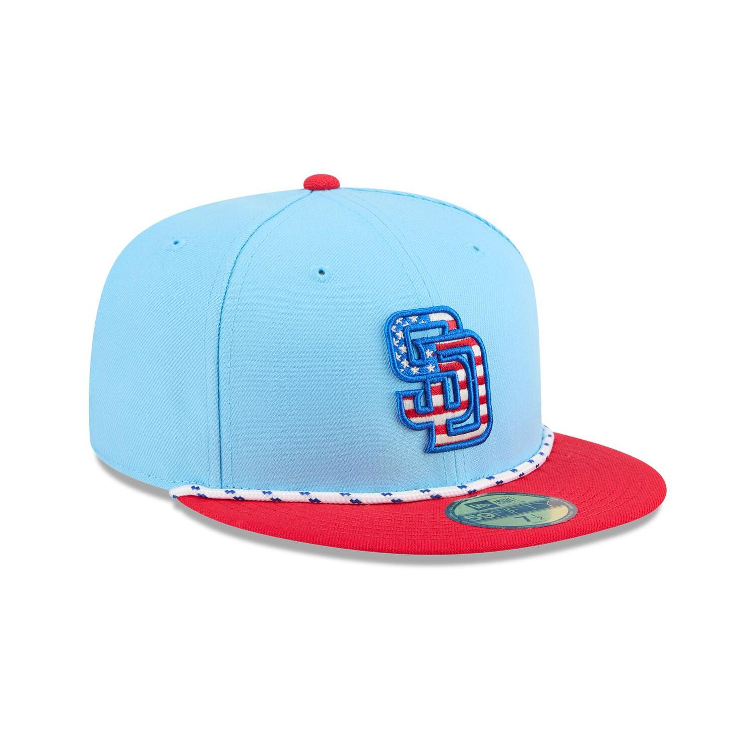 Men's Light Blue/Red San Diego Padres 2025 Fourth of July 59FIFTY Fitted Hat