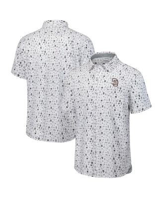 Tommy Bahama - Men's Gray San Diego Padres Nova Wave Riptide Rally Camp Button-Up Short Sleeve Shirt