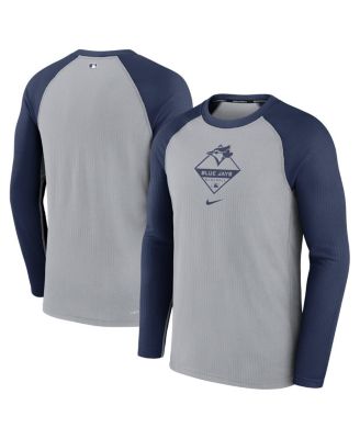 Nike - Men's Gray/Navy Toronto Blue Jays Game Authentic Collection Performance Raglan Long Sleeve T-Shirt