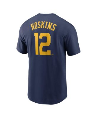 Men's Rhys Hoskins Navy Milwaukee Brewers Fuse Name Number T-Shirt