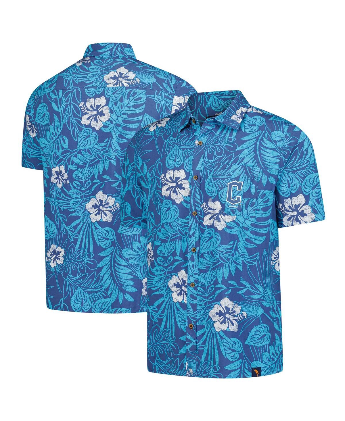 Men's Navy Cleveland Guardians Palm Shade Party Button-Up Shirt - Navy