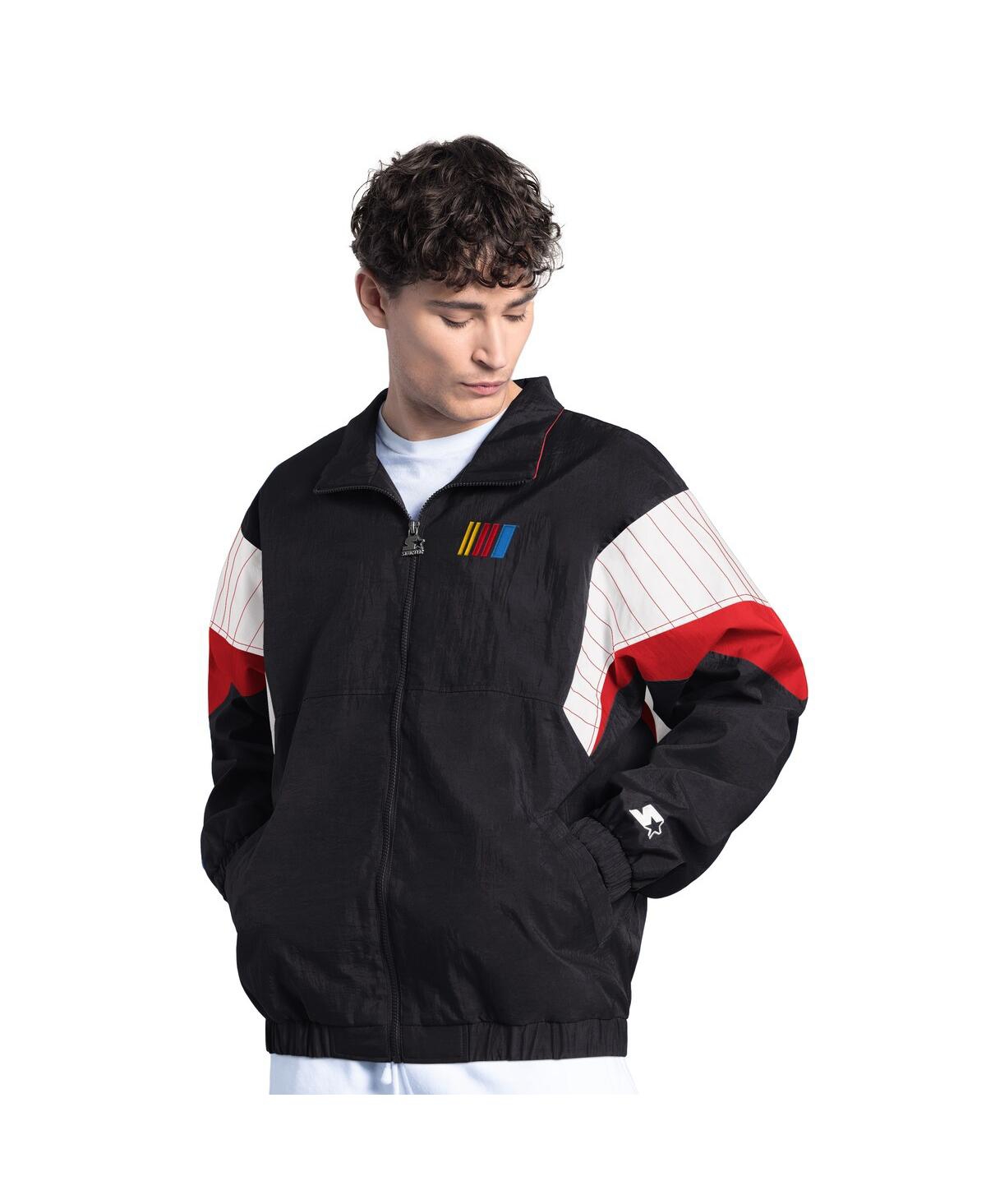 Men's Black/Red Nascar Yard Line Full-Zip Jacket - Black, Red