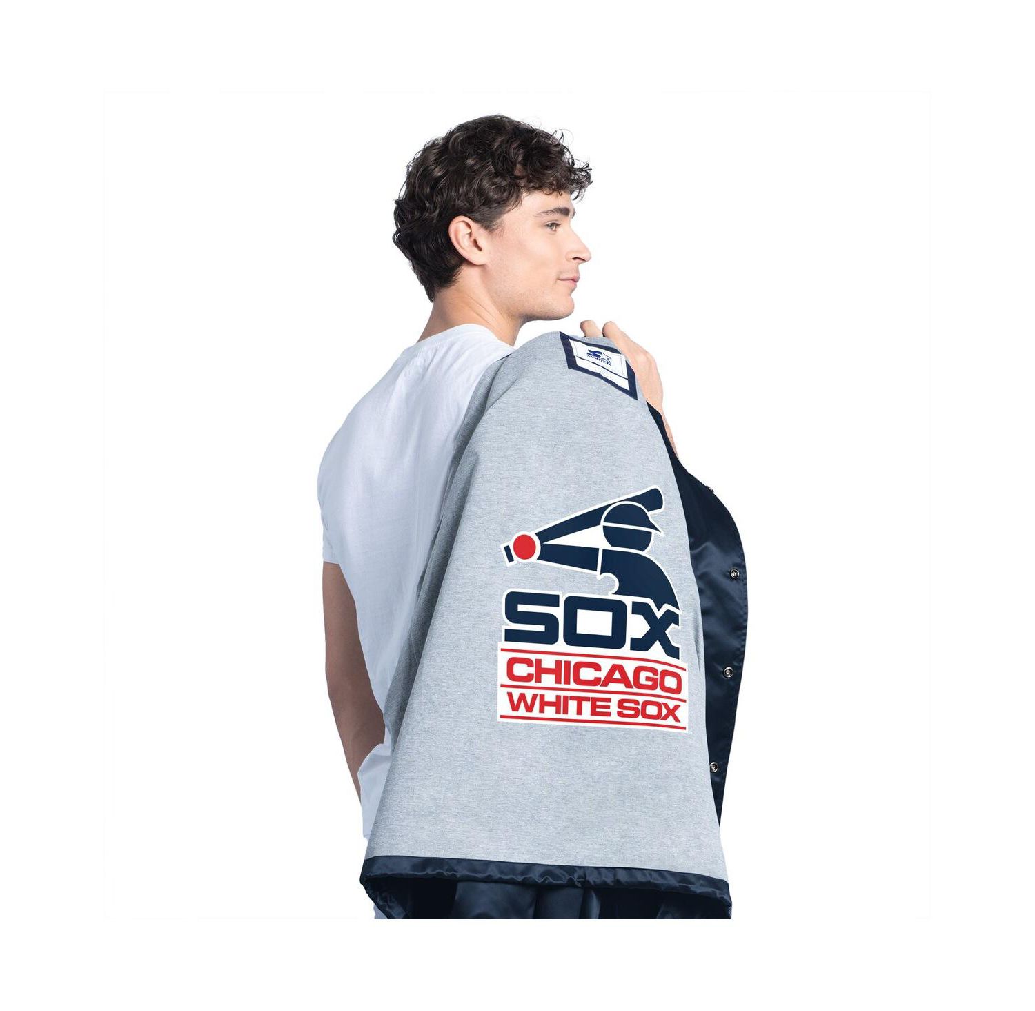 Men's Navy Chicago White Sox Cooperstown Collection Point Man Full-Snap Coaches Jacket