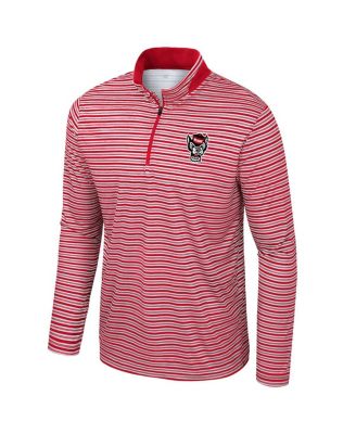 Men's Red NC State Wolfpack Striped Quarter-Zip Sweatshirt