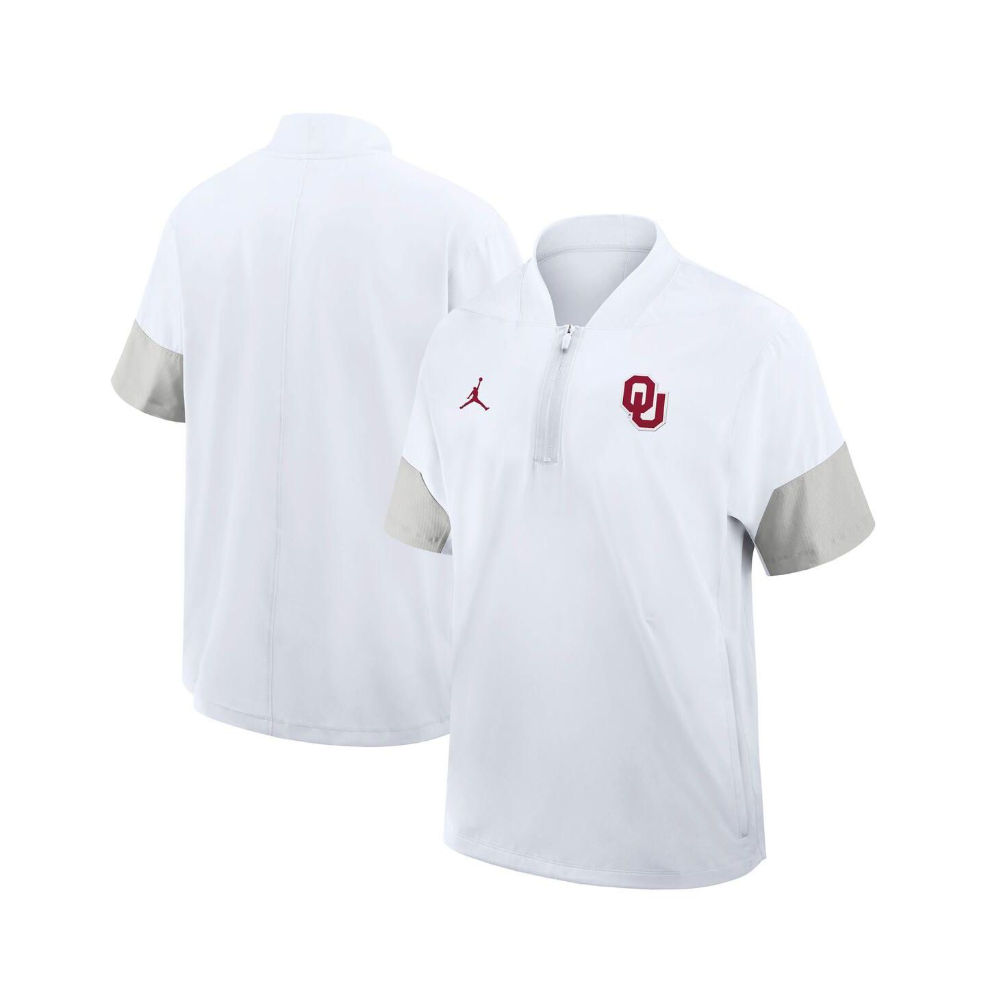 Мужская куртка Jordan White Oklahoma Sooners 2025 Sideline Coaches Lightweight Short Sleeve — фото 1