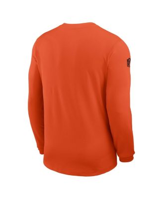 Men's Orange Cincinnati Bengals Sideline Coach UV Performance Long Sleeve T-Shirt