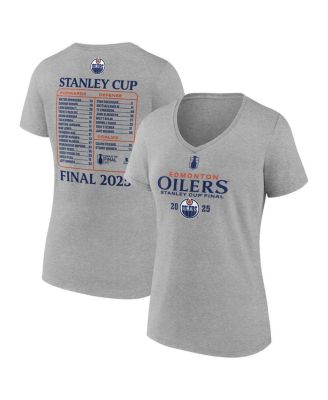 Fanatics - Women's Heather Gray Edmonton Oilers 2025 Stanley Cup Final Roster V-Neck T-Shirt