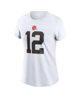 Women's Shedeur Sanders White Cleveland Browns 2025 NFL Draft Name Number T-Shirt