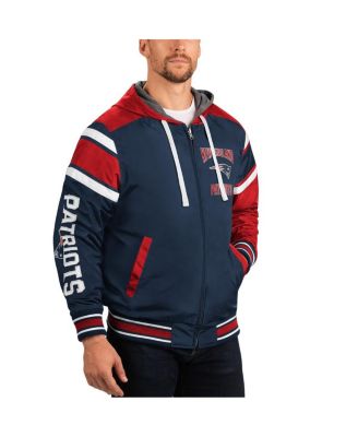 Men's Navy/Gray New England Patriots Extreme Full Back Reversible Hoodie Full-Zip Jacket