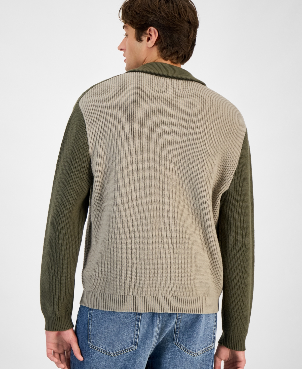 Sun + Stone Men's Colorblocked Cardigan, Macy's Exclusive In Green