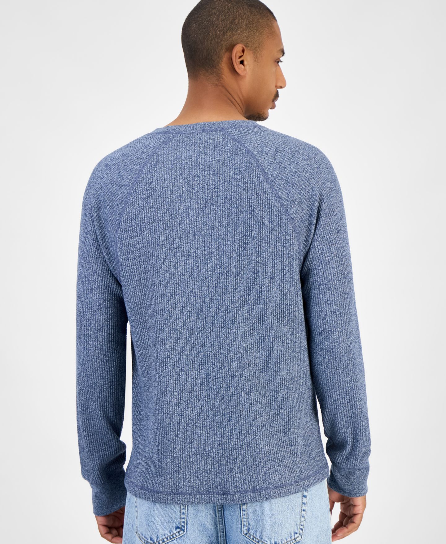 Мужская рубашка Sun + Stone Waffle-Knit Thermal, цвет: Синий меланжевый — фото 2