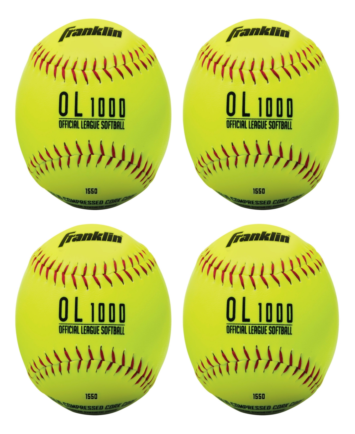 Franklin Sports 4 Official League Yellow Softballs