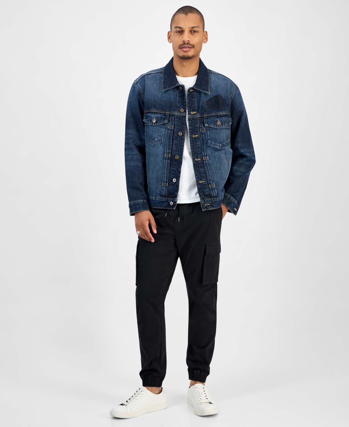 Sun + Stone Men's Denim Trucker Jacket, Macy's Exclusive In Blue