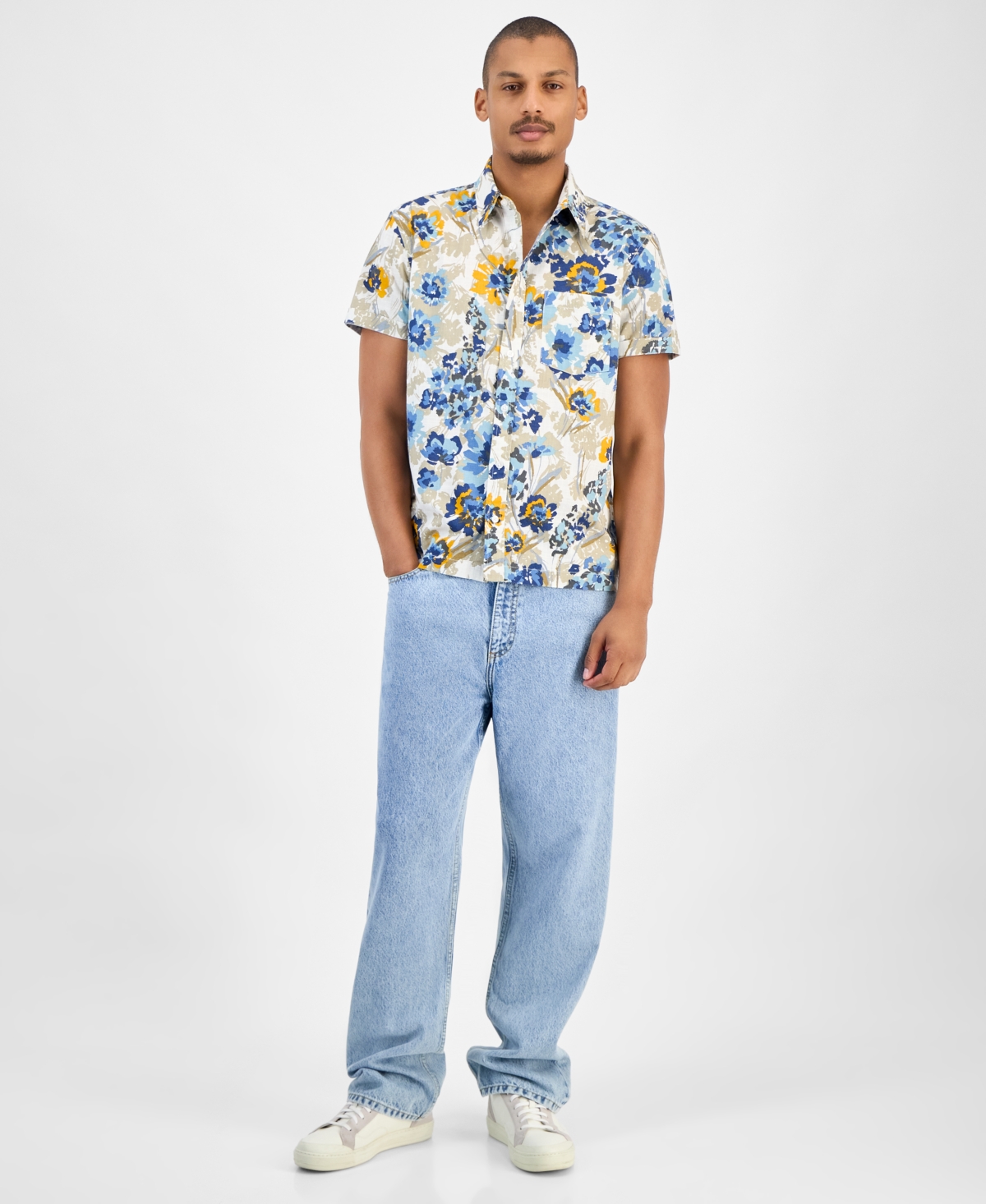 Sun + Stone Men's Floral-Print Short-Sleeve Shirt, Macy's Exclusive