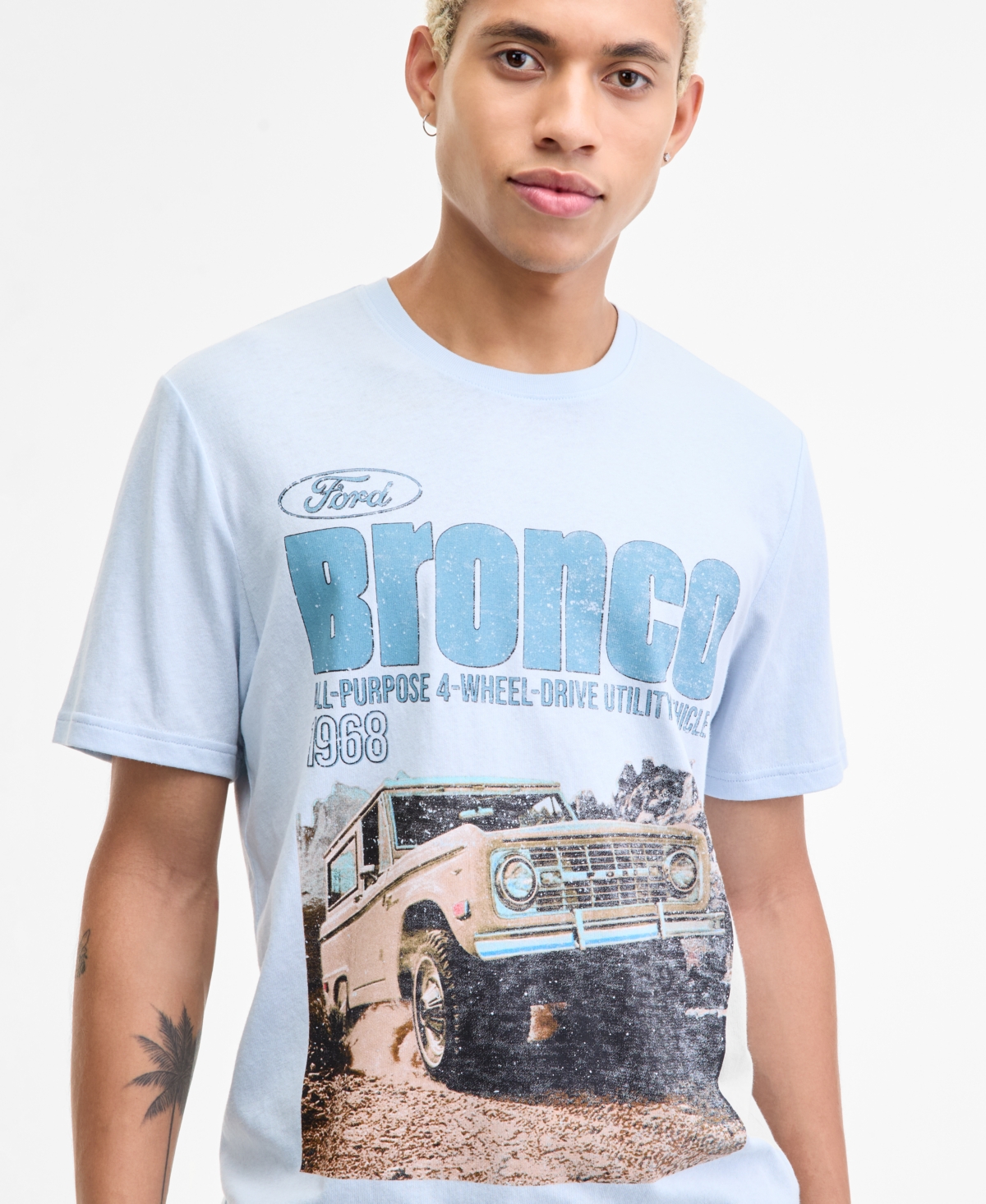 Sun + Stone Sun Stone Mens Marshall Western Shirt Ford Bronco Ride Regular Fit Graphic T Shirt Morrison Straight In Blue