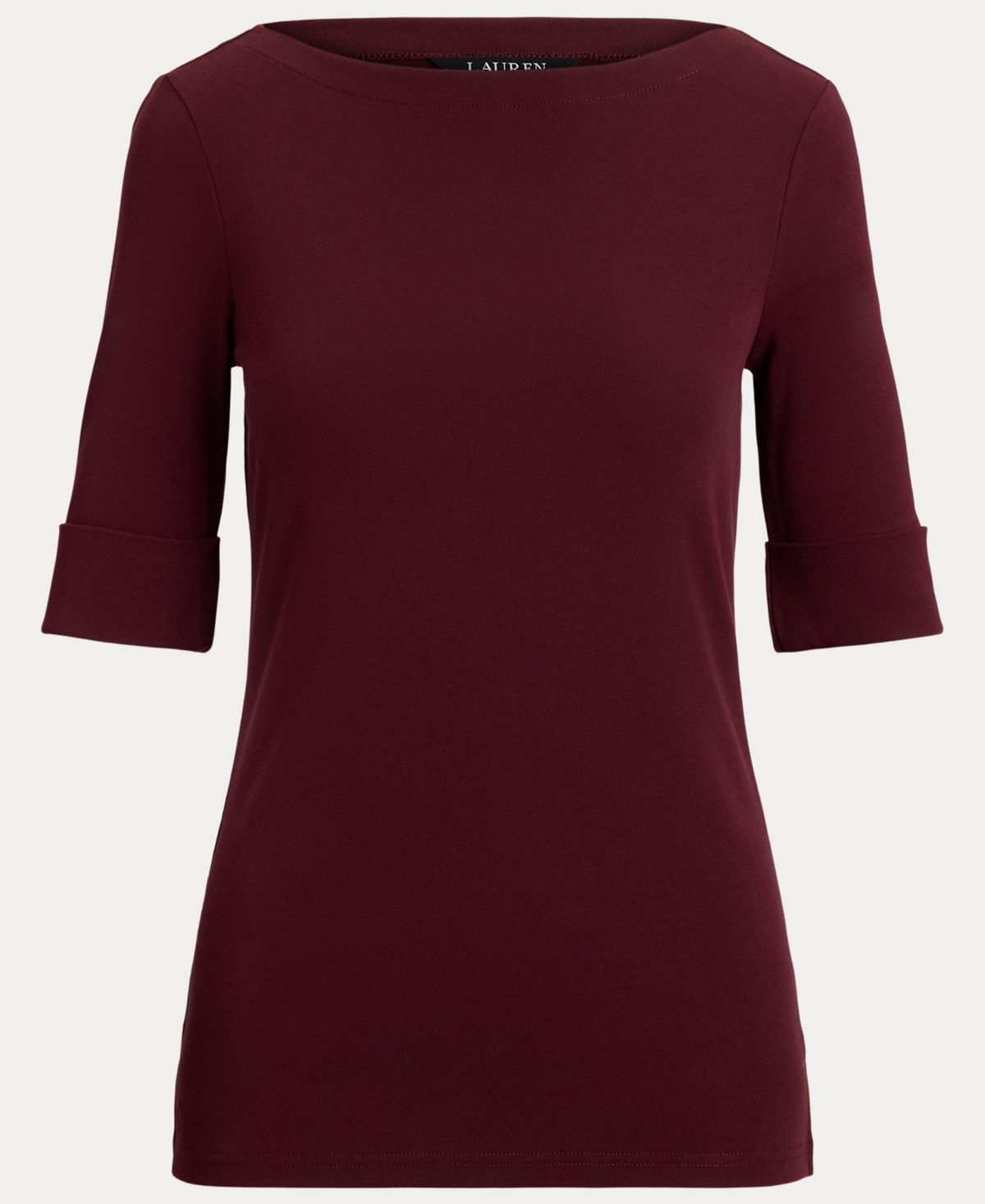 Ralph Lauren Stretch Cotton Boatneck T-shirt In Multi