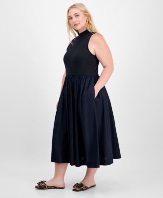 Trendy Plus Solid Mock-Neck Sleeveless Midi Dress, Macy's Exclusive