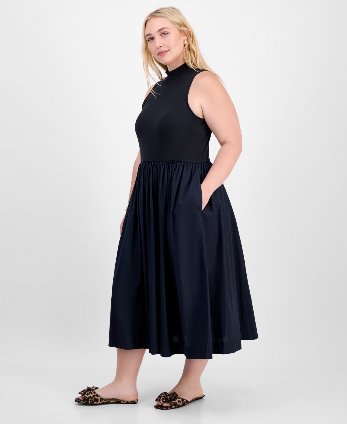 On 34th Women's Sleeveless Tank Midi Dress, Created For Macy's In Black