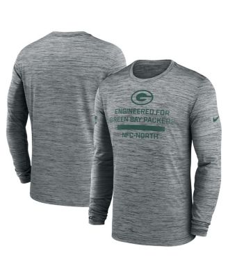 Nike - Men's Gray Green Bay Packers Sideline Velocity Performance Long Sleeve T-Shirt