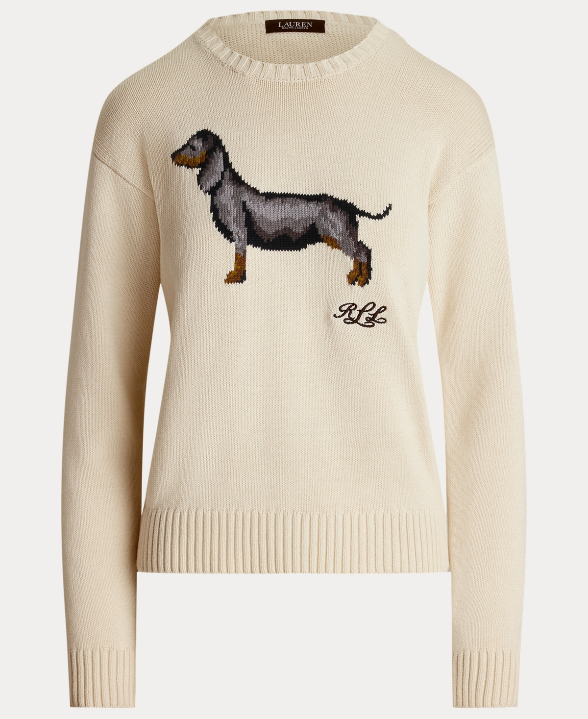 Lauren Ralph Women's Intarsia-Knit Dachshund Cotton Sweater