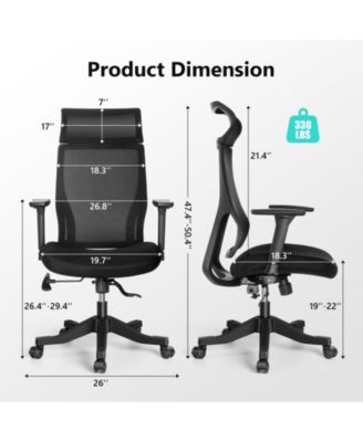 Mesh Office Chair Ergonomic Recliner Chair with 3D Adjustable Armrests & Lumbar Support
