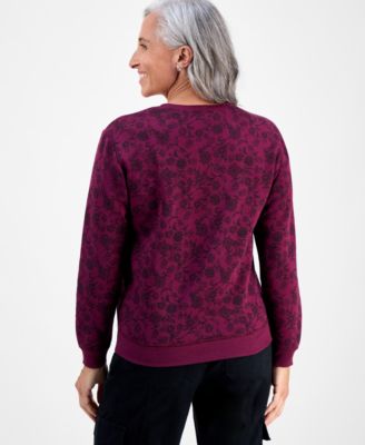 Petite Floral-Print Crewneck Sweatshirt, Macy's Exclusive