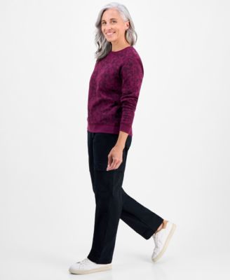 Petite Floral-Print Crewneck Sweatshirt, Macy's Exclusive