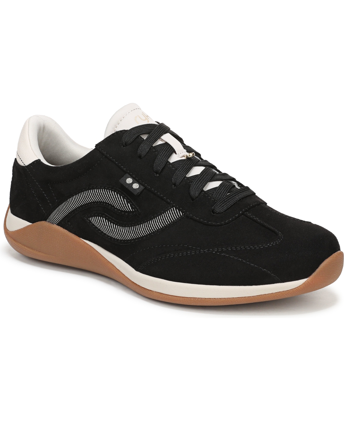 Ryka Women's Era Low Profile Lace Up Sneakers - Black Micro Suede