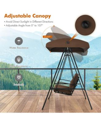 Outdoor 3-Seat Porch Swing with Adjust Canopy and Cushions